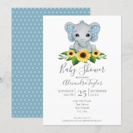 Cute Elephant Baby Shower Personlig Inbjudningar