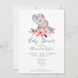 Cute Elephant Baby Shower Personlig Inbjudningar