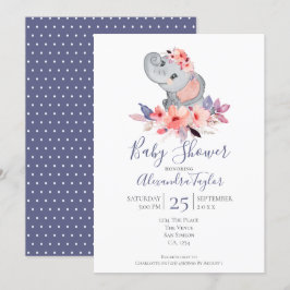 Cute Elephant Baby Shower Personlig Inbjudningar