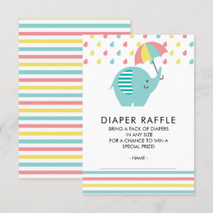 Cute Elephant Baby Shower Raffle Biljett Inbjudningar