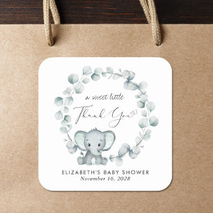Cute Elephant Baby Shower Tack Fyrkantigt Klistermärke