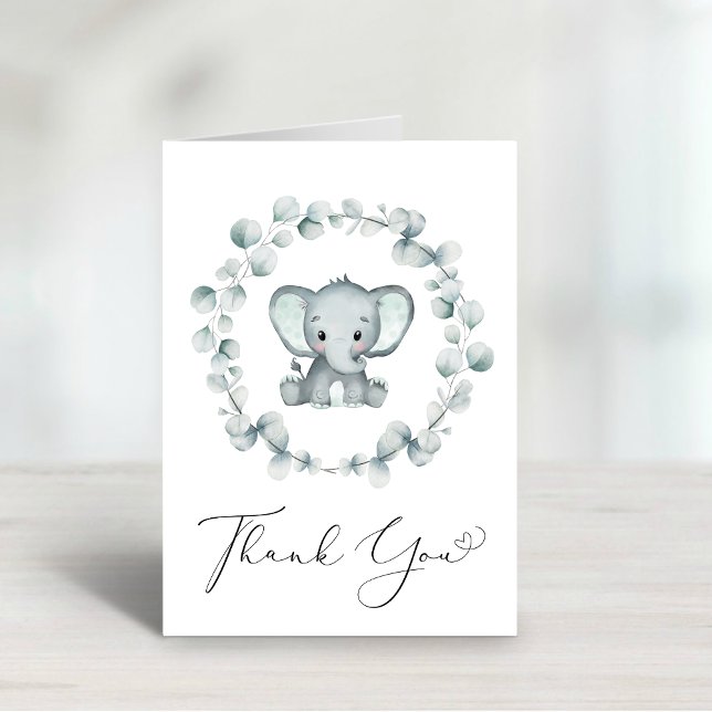 Cute Elephant Baby Shower Tack Kort (Skapare uppladdad)