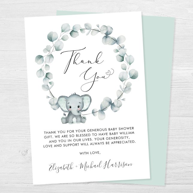 Cute Elephant Baby Shower Tack Kort (Skapare uppladdad)