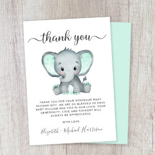 Cute Elephant Baby Shower Tack Kort