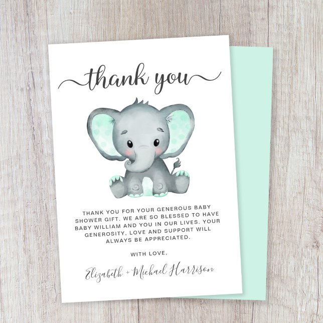 Cute Elephant Baby Shower Tack Kort (Skapare uppladdad)