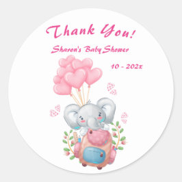Cute Elephant Baby Shower-Tack Runt Klistermärke