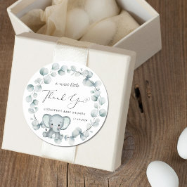 Cute Elephant Baby Shower Tack Runt Klistermärke