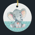 Cute Elephant Baby Shower Teal Aqua Turcos Julgransprydnad Keramik<br><div class="desc">Cute Elephant Baby Shower Teal Aqua Turcos Ceramic Ornament</div>