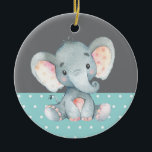 Cute Elephant Baby Shower Teal Aqua Turcos Julgransprydnad Keramik<br><div class="desc">Cute Elephant Baby Shower Teal Aqua Turcos Ceramic Ornament</div>
