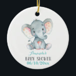 Cute Elephant Baby Shower Teal Aqua Turcos Julgransprydnad Keramik<br><div class="desc">Cute Elephant Baby Shower Teal Aqua Turcos Ceramic Ornament</div>