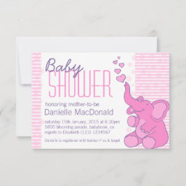 Cute Elephant babydusch söt rosa inbjudan