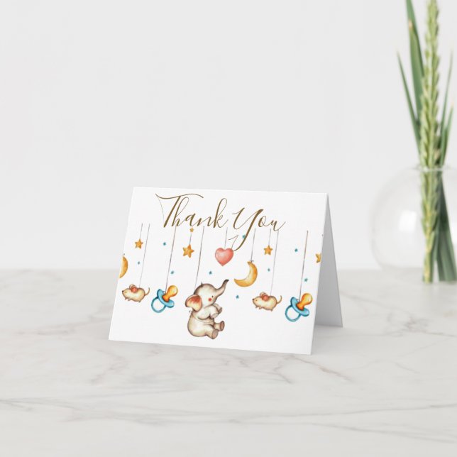 Cute Elephant-babyduschen Tack ditt kort (Framsida)