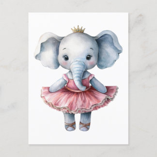 Cute elephant ballerina dansballet helg vykort