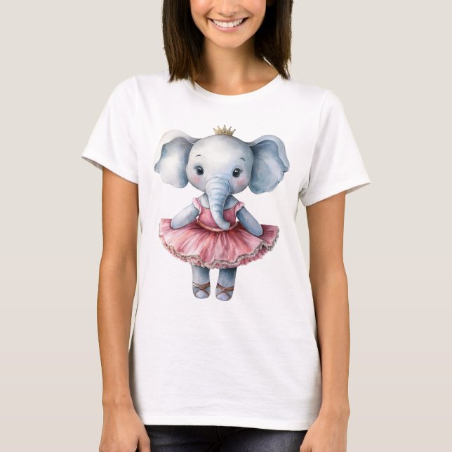 Cute elephant ballerina dansballet t shirt (Framsida)