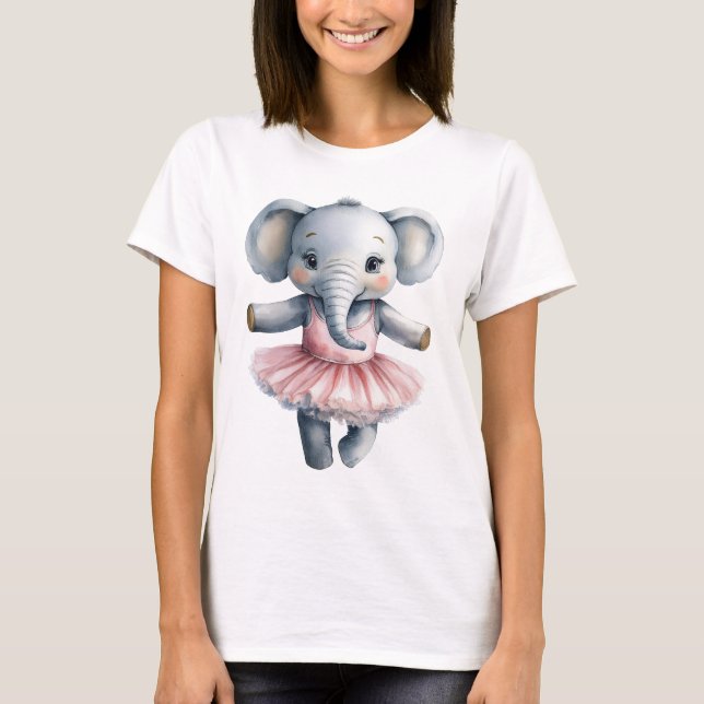 Cute elephant ballerina dansballet t shirt (Framsida)