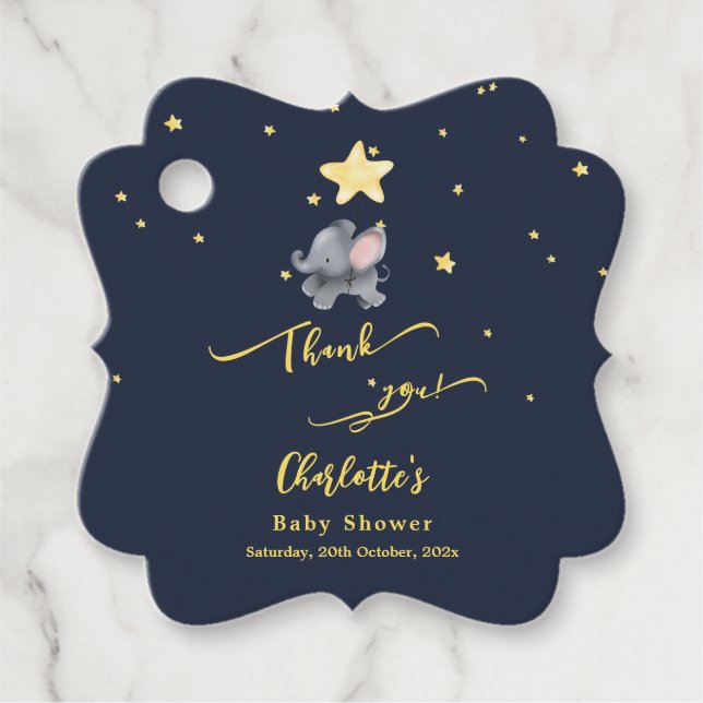 Cute Elephant & Balloon Baby Shower Gåvor Etiketter (Framsida)