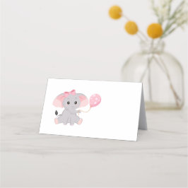 Cute Elephant Balloon Rosa Place Card Placeringskort