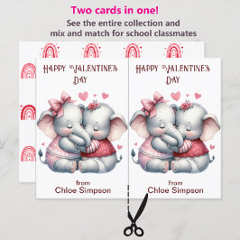 Cute Elephant Barn Valentine Party Classroom-kort Vykort