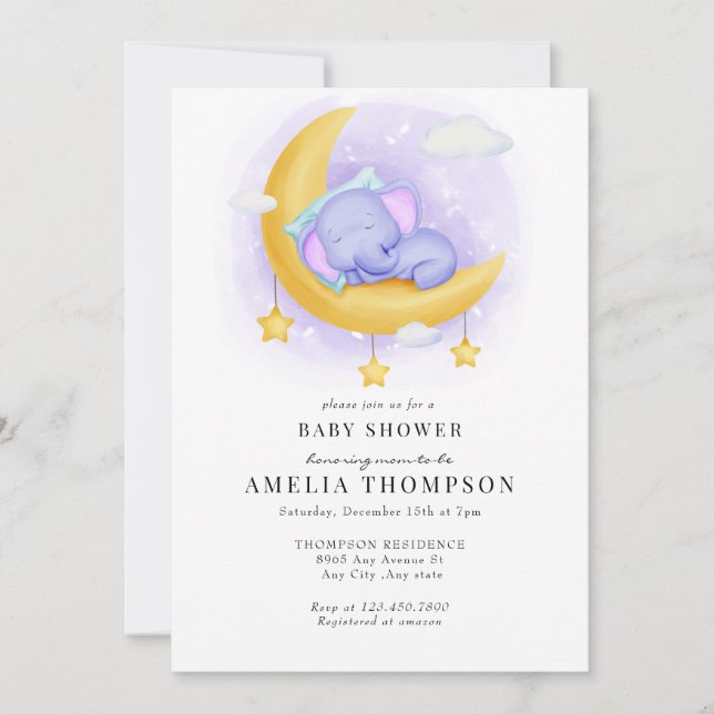 Cute Elephant | Barnskor för djur Inbjudningar (Framsida)