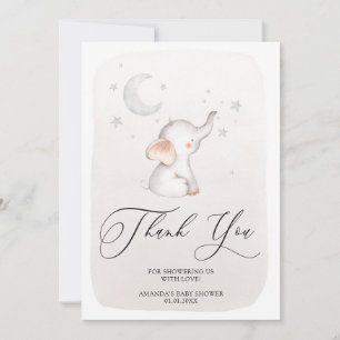 Cute Elephant Beige Gender Neutral Baby Shower Tack Kort