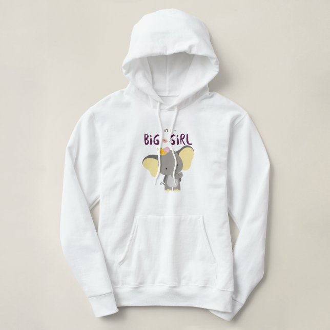Cute elephant big girl och blommigt Pullover T Shirt (Design framsida)