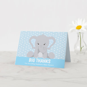 Cute Elephant Big Tack Blue-kort Kort