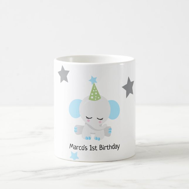 Cute Elephant Birthday Call for Boys Kaffemugg (Center)