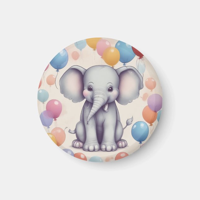 Cute Elephant Birthday Magnet (Framsidan)