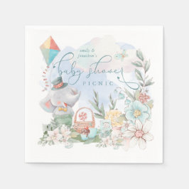 Cute Elephant Blommigt Nature Boy Shower Picnic Pappersservett