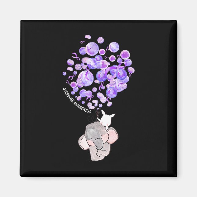 Cute Elephant Bloting Up Lila Lloons Överdosering  Magnet (Framsidan)