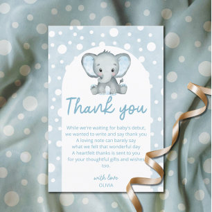 Cute Elephant Blue Baby Shower Tack Kort