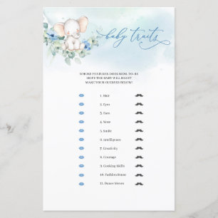 Cute elephant blue blommigt eucalyptus Baby Traits