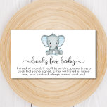 Cute Elephant Blue Bokar for Baby Shower Tilläggskort<br><div class="desc">Cute pojke duschar bokar för för djurutrymmeskort i baby med "bokar för baby" i ett snyggt mjukt grått-skript med dekorationer och en pastellblå vattenfärg av en elefant från pojke. Under den tiden kan du enkelt anpassa bokar för baby begäran.</div>