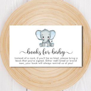 Cute Elephant Blue Bokar for Baby Shower Tilläggskort