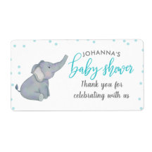 Cute Elephant Blue Confetti Baby Shower Tack