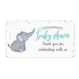 Cute Elephant Blue Confetti Baby Shower Tack Fraktsedel