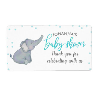Cute Elephant Blue Confetti Baby Shower Tack Fraktsedel
