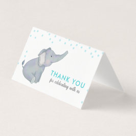 Cute Elephant Blue Confetti Baby Shower Tack Kort