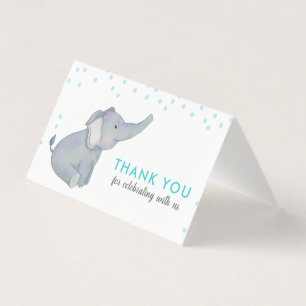 Cute Elephant Blue Confetti Baby Shower Tack Kort