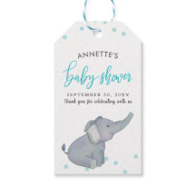 Cute Elephant Blue Confetti Baby Shower Tack
