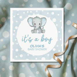 Cute Elephant Blue Det är en pojkvän-babyskare Pappersservett