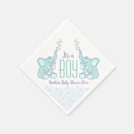 Cute Elephant Blue Namngiven babydocka napkin Pappersservett