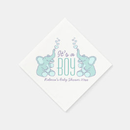 Cute Elephant Blue Namngiven babydocka napkin Pappersservett