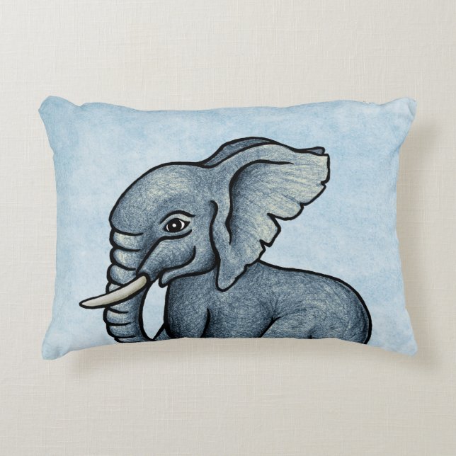 Cute Elephant Blue Personlig accent Pillow Prydnadskudde (Framsidan)