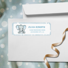 Cute Elephant Blue Return Adress Returadress Etikett