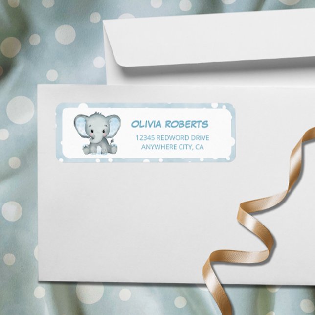 Cute Elephant Blue Return Adress Returadress Etikett (Skapare uppladdad)