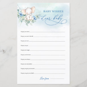 Cute elephant boho blåa blommor Kära Baby Önskemål