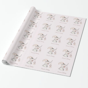 Cute Elephant Boho Blommigt Anpassningsbar Födelse Presentpapper