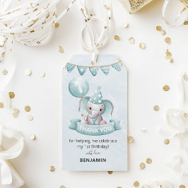Cute Elephant Boy 1st Birthday Party Favor Presentetikett