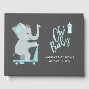 Cute Elephant Boy Baby Shower Gästböcker